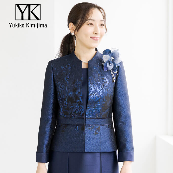 品格漂うラメジャカードジャケット 15号・ネイビー｜東京ソワール
