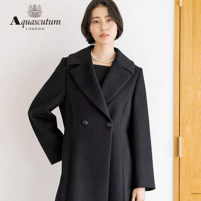 アンゴラ混のクラシカルなコート M・ブラック｜東京ソワール