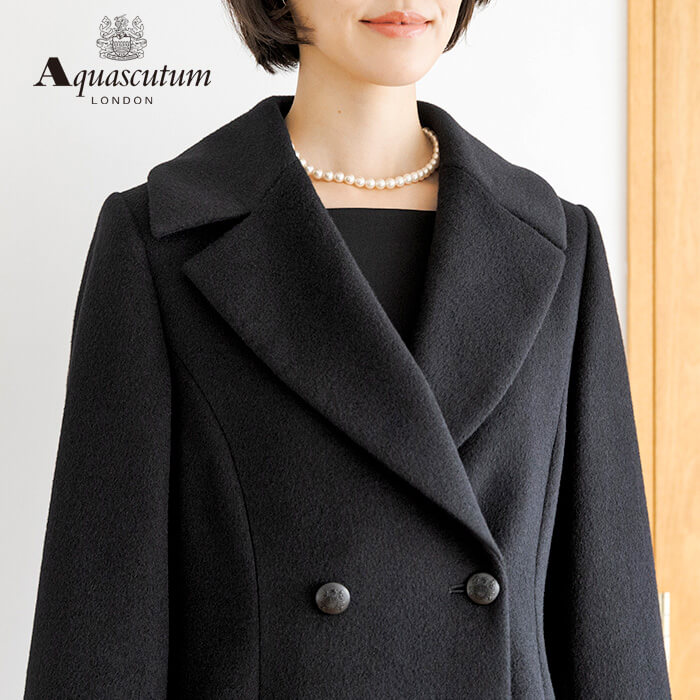 アンゴラ混のクラシカルなコート L・ブラック｜東京ソワール