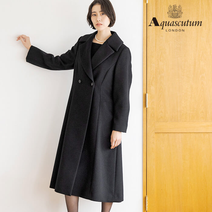 アンゴラ混のクラシカルなコート M・ブラック｜東京ソワール