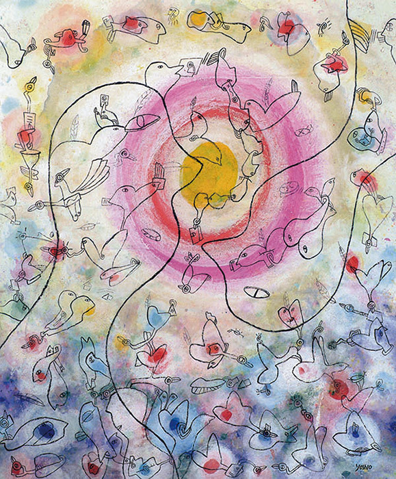 日本を飛び出した75歳の美術家・中島由夫の回顧展、八月ちゃんとコラボ