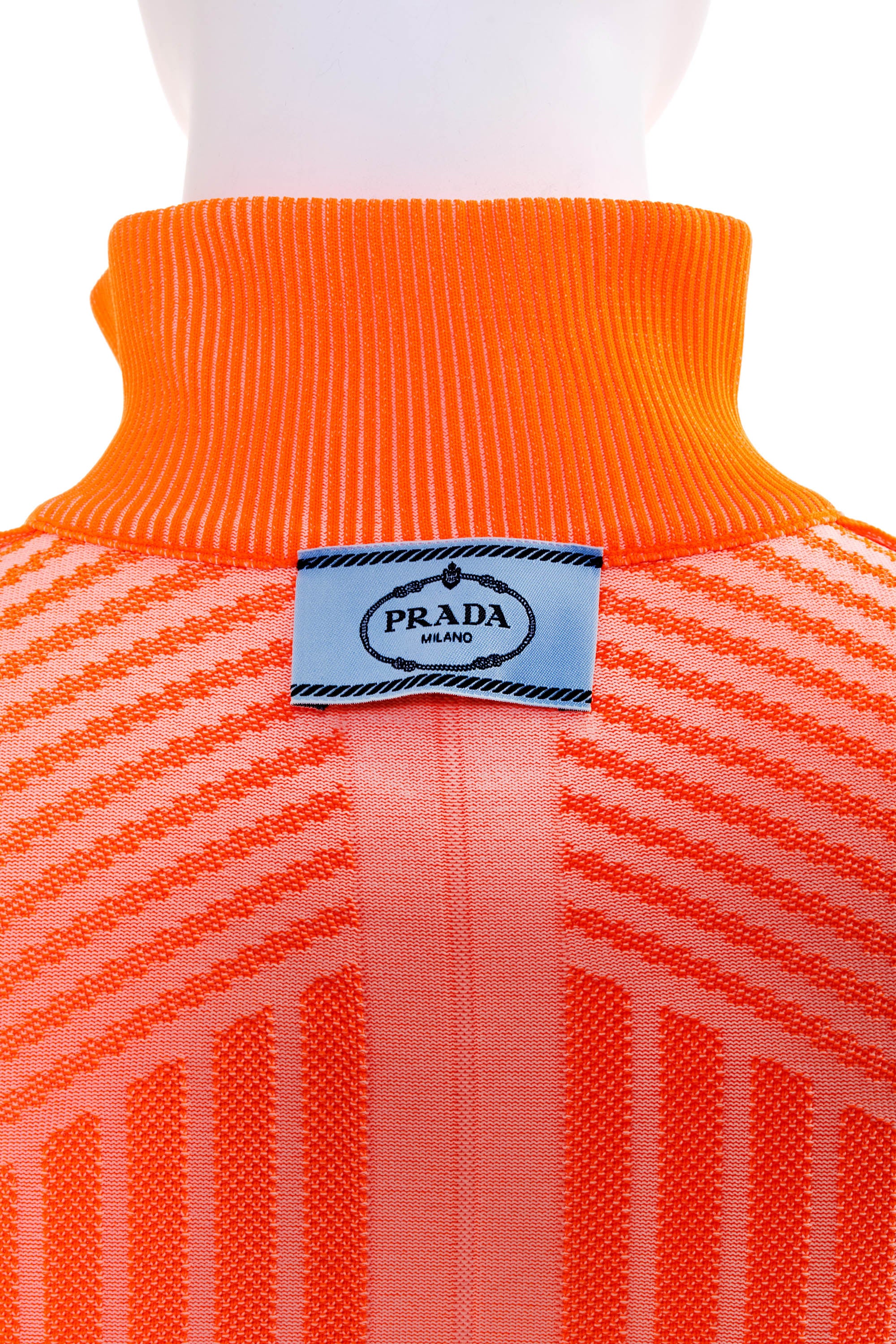 Prada Orange Half-Zip Sport Sweater With Tech Pattern - Foxy