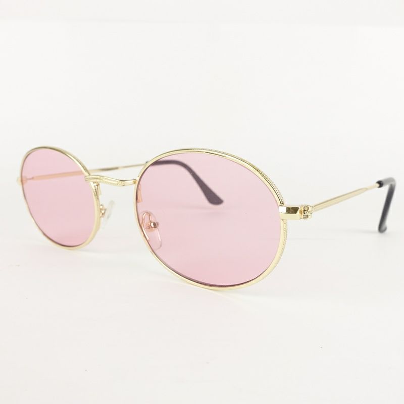 オーバル型 メタル ゴールド＆ブルー サングラス | Flamingo Online