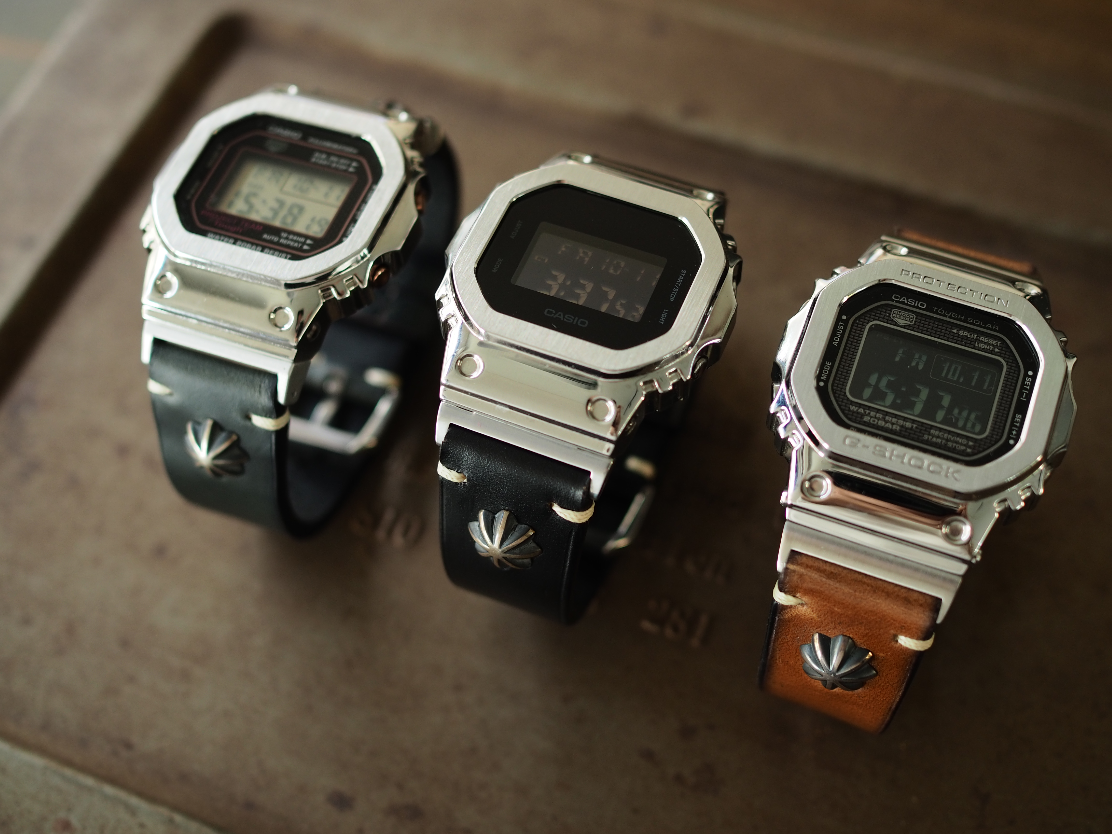 G-SHOCK カスタム用レザーベルト（バンド）とベルト・ベゼル交換による