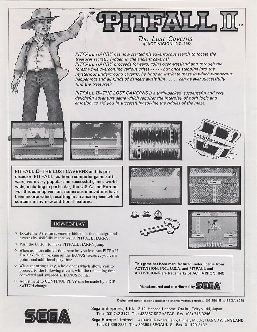 Pitfall II - The Lost Caverns - Sega (Video Game, 1985) - EU | The