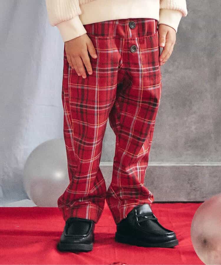 ☆タイムセール☆【リンク】フロントボタンチェックパンツ 10分丈