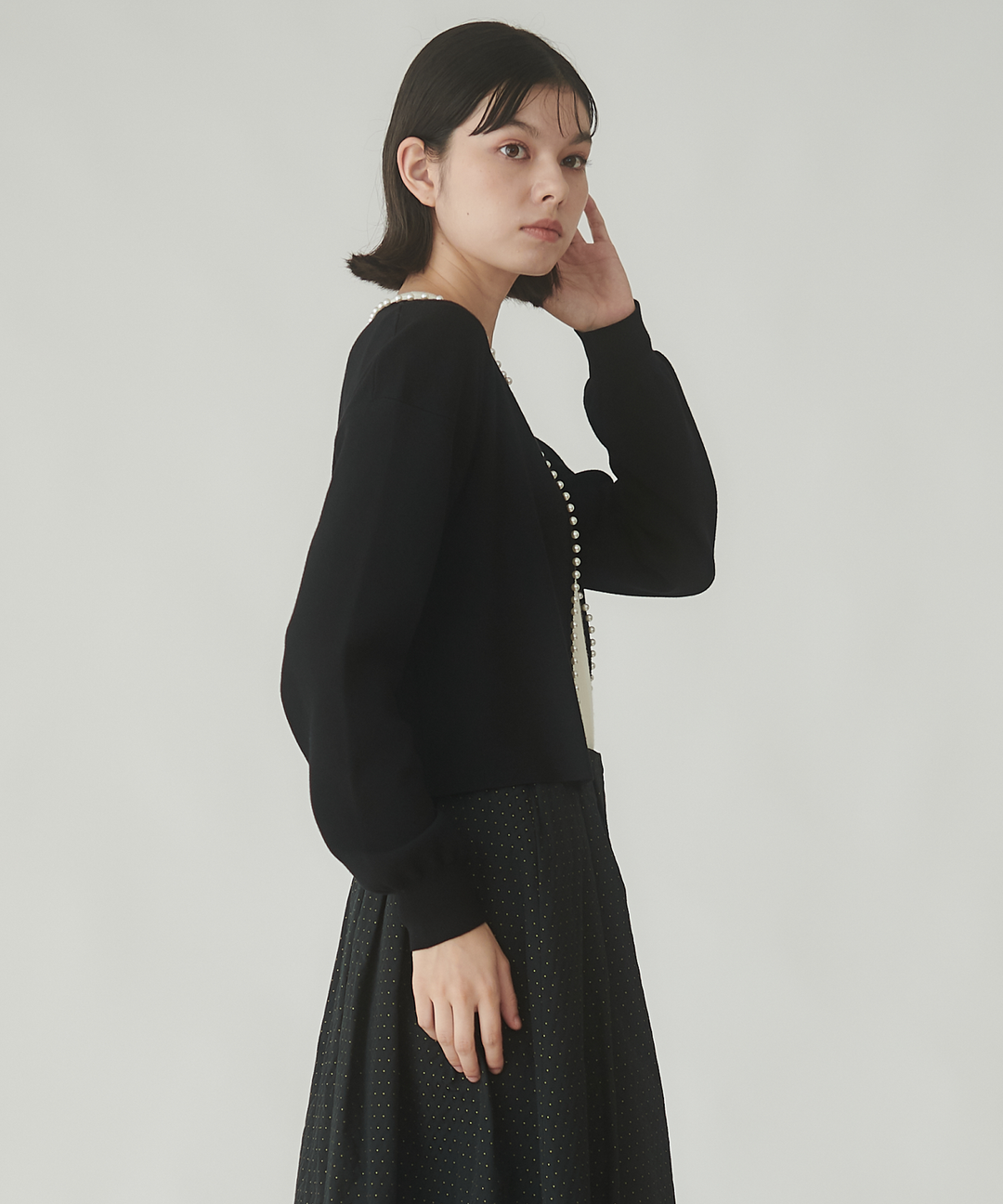 パール付きニットカーディガン – FACE SANS FARD