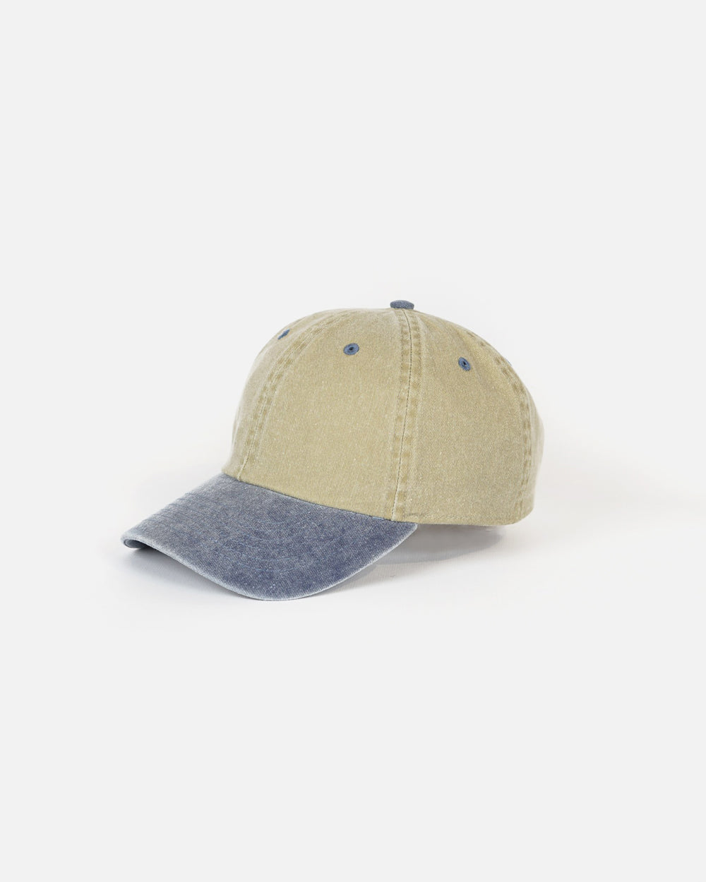 Washed Cotton 6-Panel Cap Khaki x Blue – Front General Store