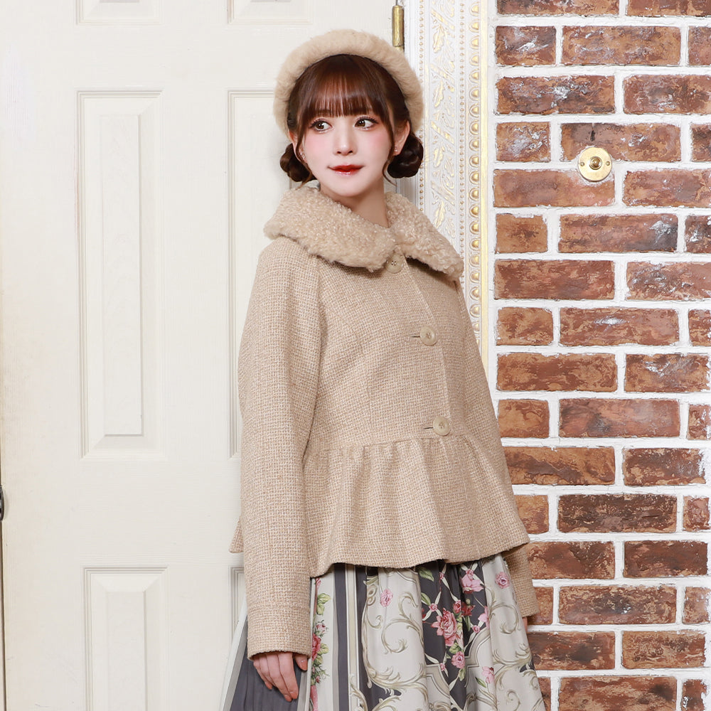 ケープ付きツイードショートコート-Melody BasKet(メロディー