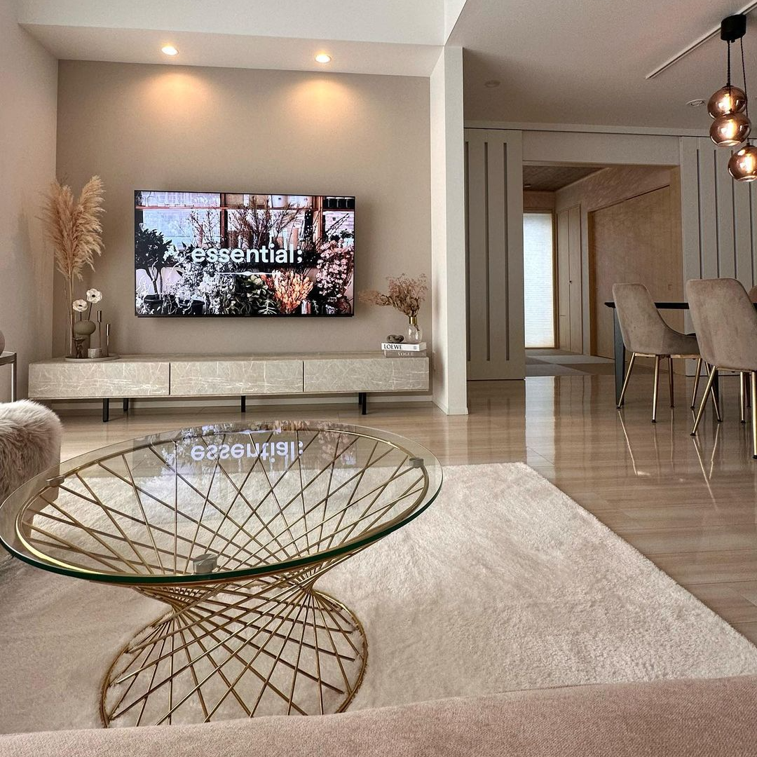 フランフラン ガラステーブル コーヒーテーブル クリア×ゴールド 安い