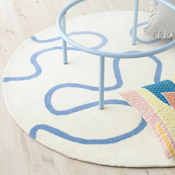 ワンダー ラグ ラウンド Φ1500 アイボリー×ブルー | Francfranc