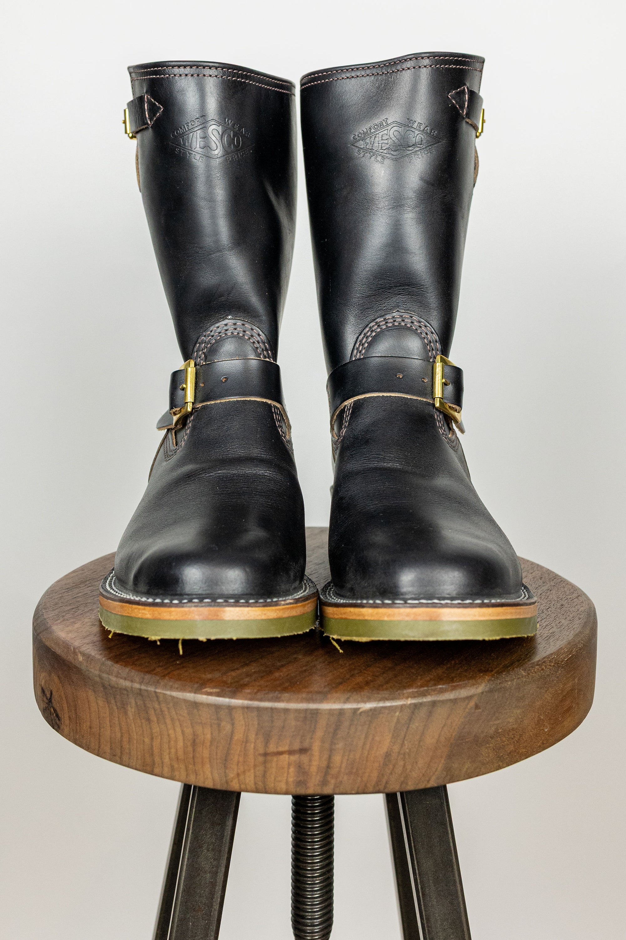 Wesco Boots Mister Lou - Horween Black Horsehide Green Super Grip