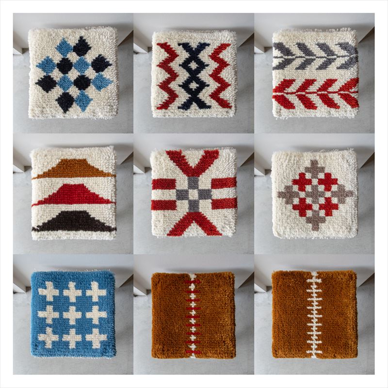 一点物】【手染め糸】ノッティング織 椅子敷き 006 一点物】【手染め糸