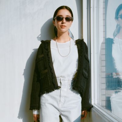 Curensology(カレンソロジー)のツイーディフリンジカーディガン通販