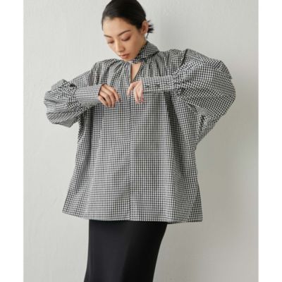 Whim Gazette(ウィム ガゼット)のギンガムチェックボウタイブラウス