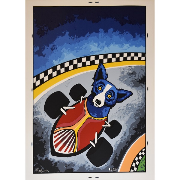 George Rodrigue Blue Dog Thunder Road Silkscreen Print Signed
