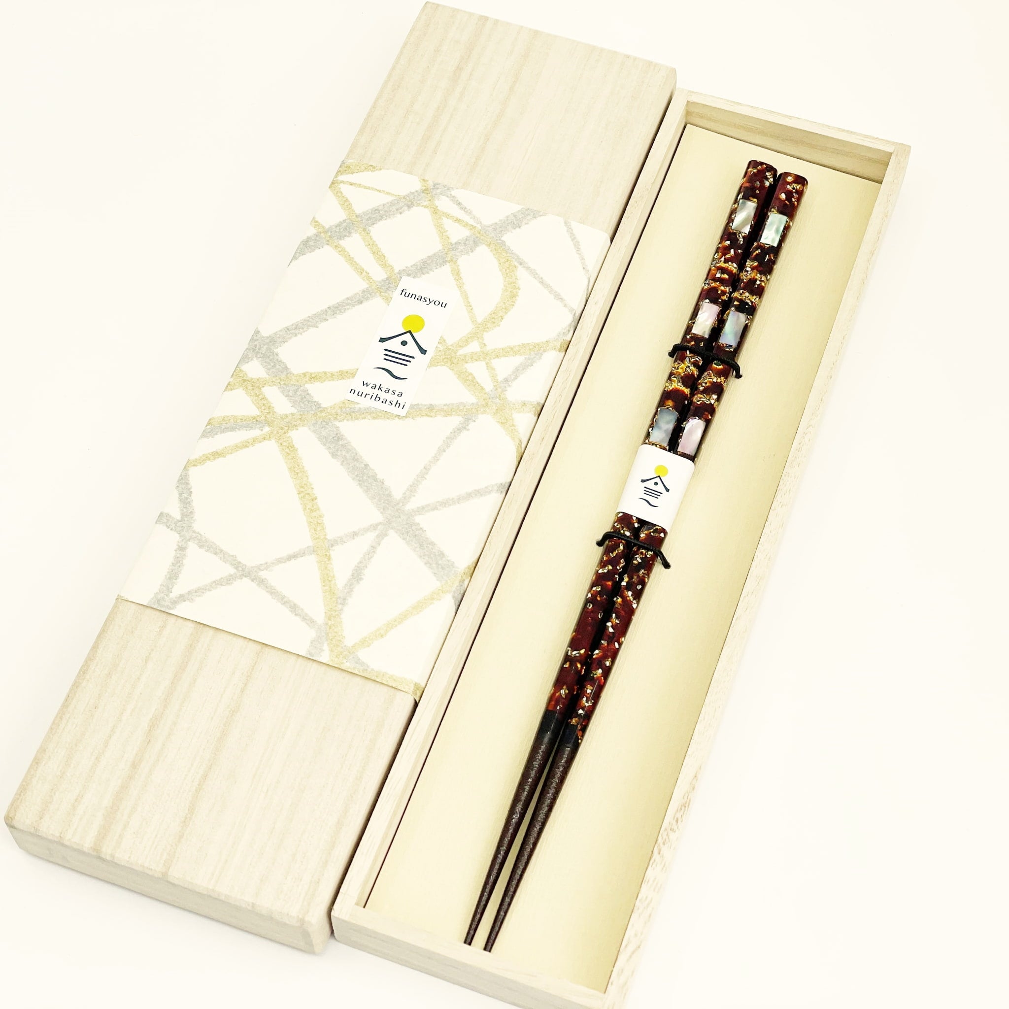 玲瓏 伝統工芸若狭塗箸（螺鈿）桐箱入り – 若狭塗箸 船商