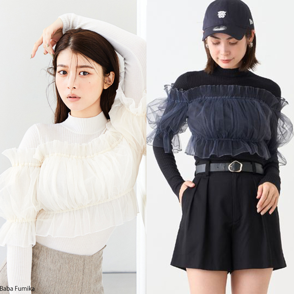 Fubail / チュールドッキングニットプルオーバー