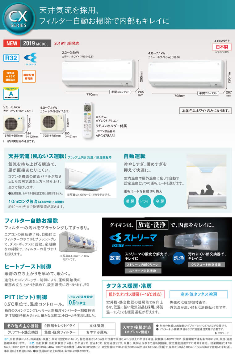 S22WTCXS-W（ダイキンエアコン旧機種）の情報｜ダイキン工業永年優良