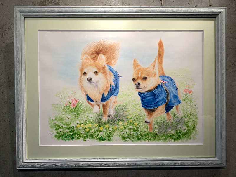 チワワ犬2匹の絵【完成例】ダブルポートレートのペット肖像画