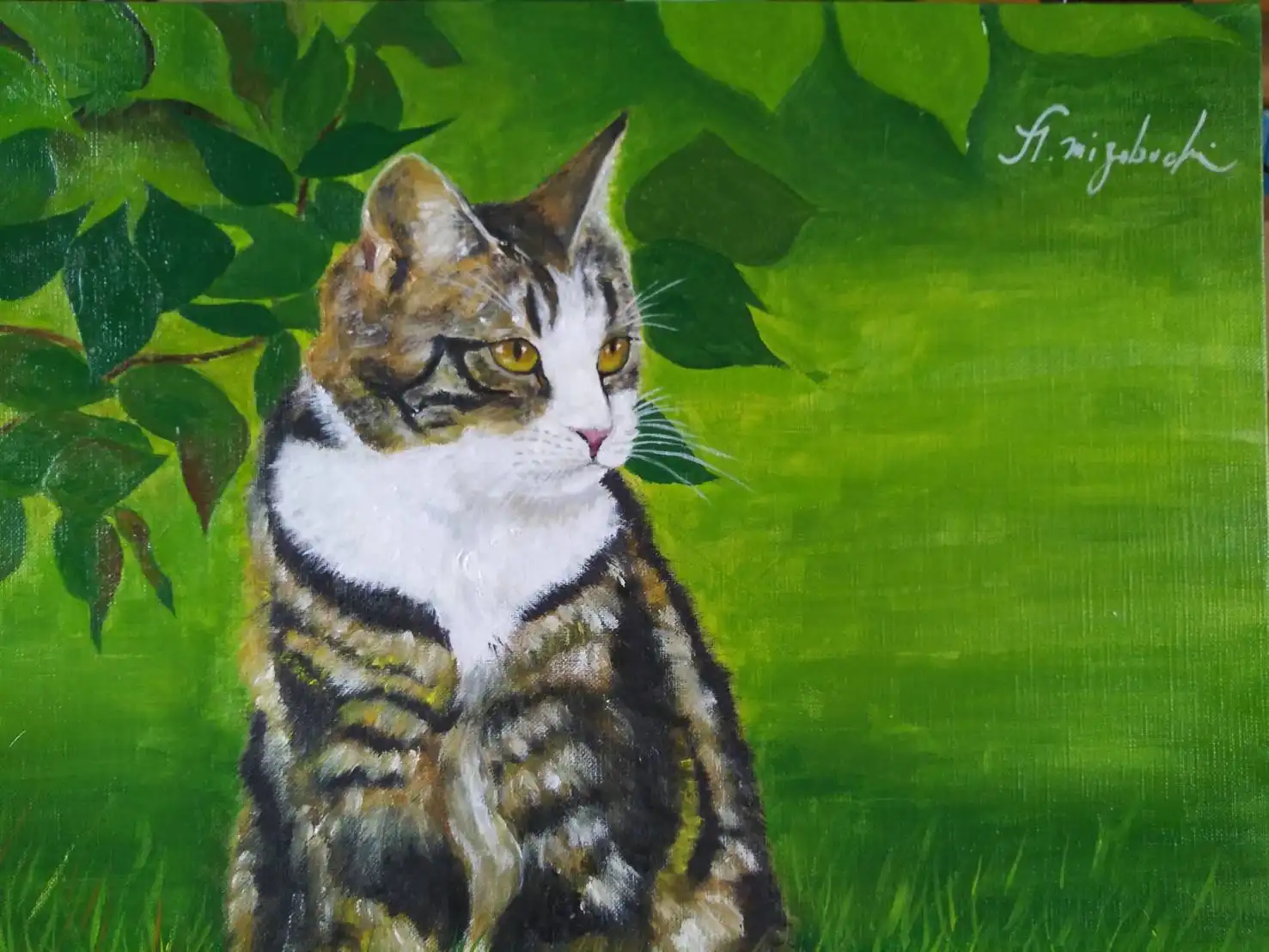 枚方市にある猫の油絵を展示する喫茶店は画廊喫茶Qへ