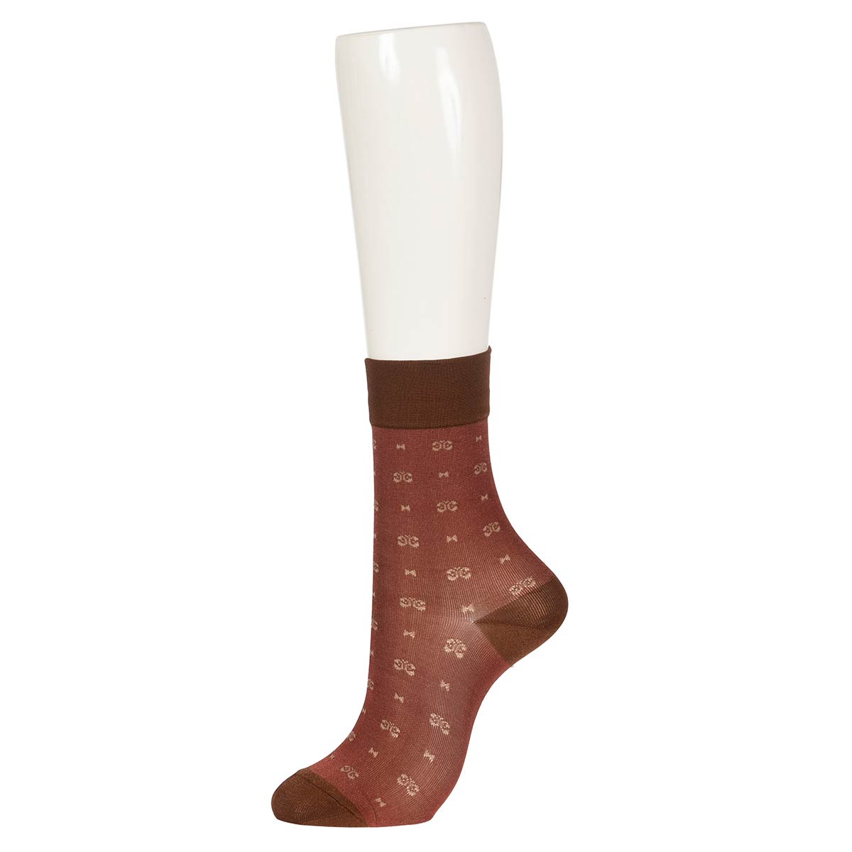 HANAEMORI(ハナエモリ)】 靴下 モノグラム柄 足底転写プリント クルー