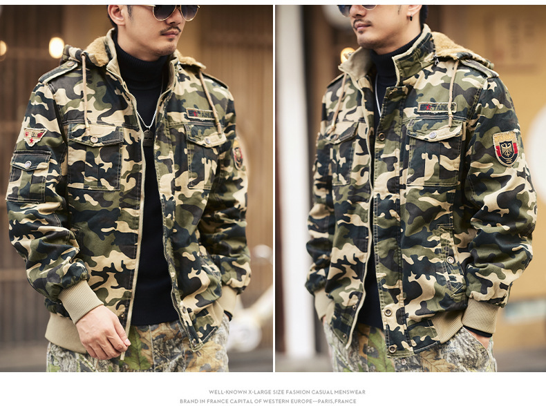 迷彩柄フード付きミリタリージャケット メンズ|ミリタリージャケット