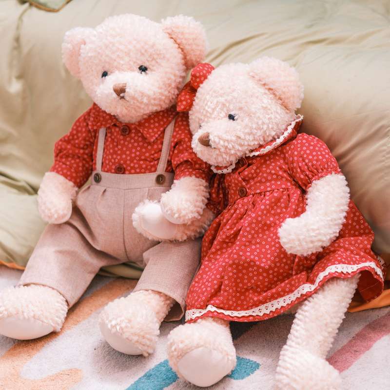 くま ぬいぐるみ｜チェック柄ドレス姿のくまのぬいぐるみ くま|くま