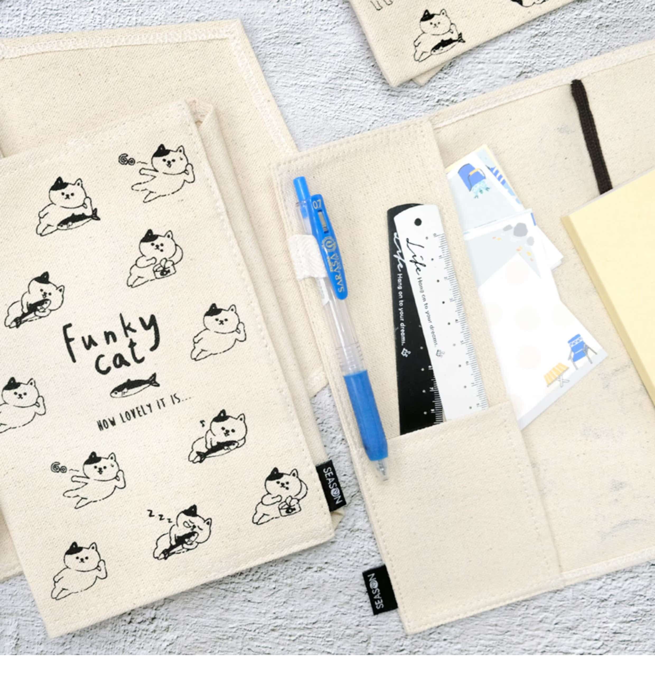 ふんわり猫ちゃんブックカバー 32k(36.7*20.5),25k(42.8*22.5) 布