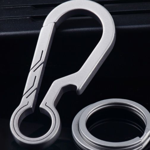 キーリング チタン合金フック型シルバーキーホルダー シルバー