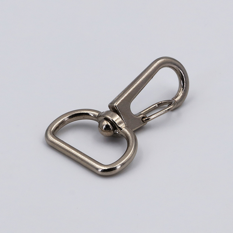 キーリングシルバー 回転式フック付き角型リング金具 シルバー