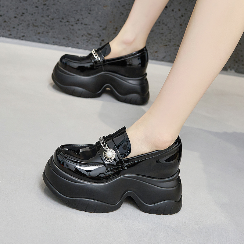 ローファーレディース 厚底チェーンローファー 厚底ローファー