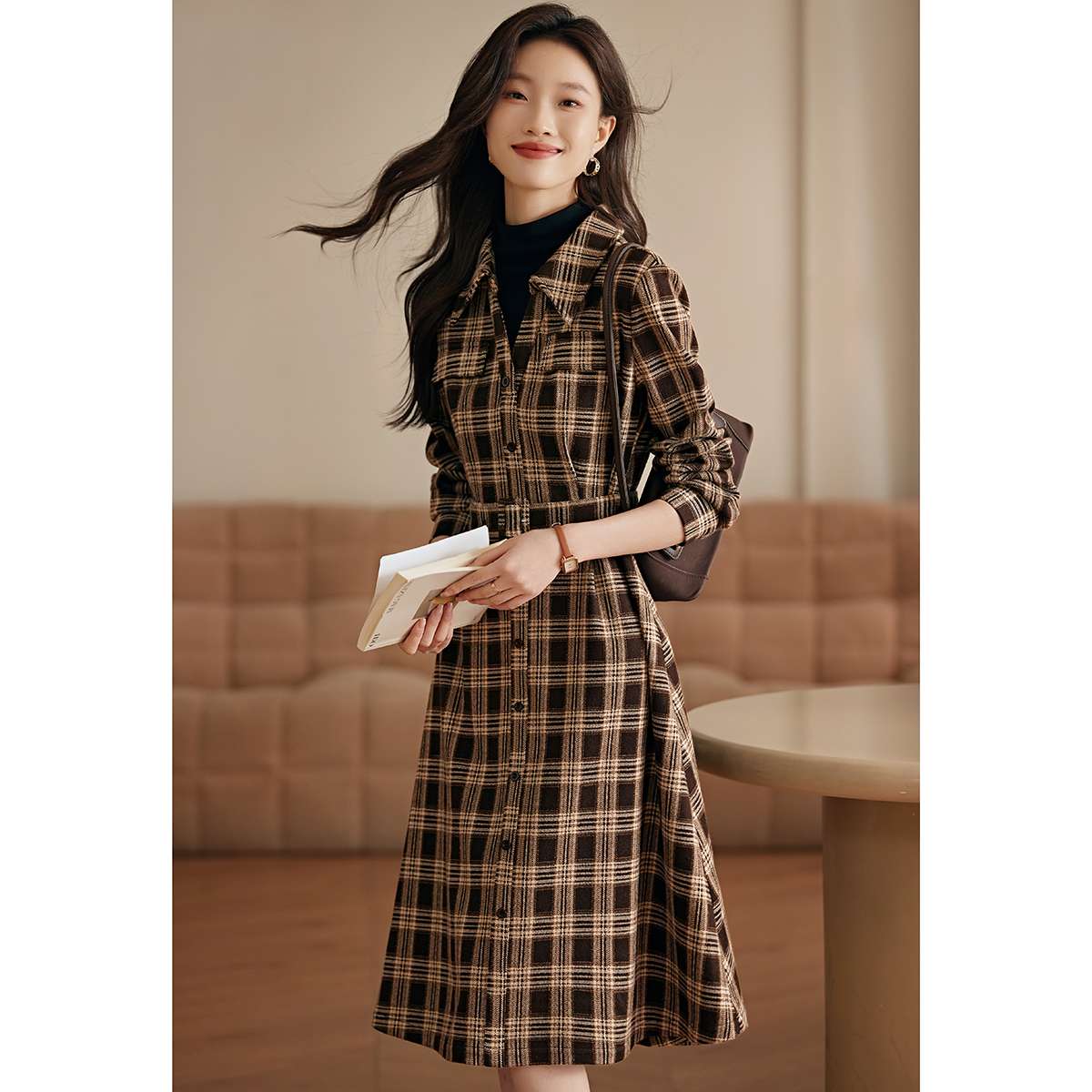 チェック柄シャツワンピース シャツ|ミニワンピース専門通販 ミーワン