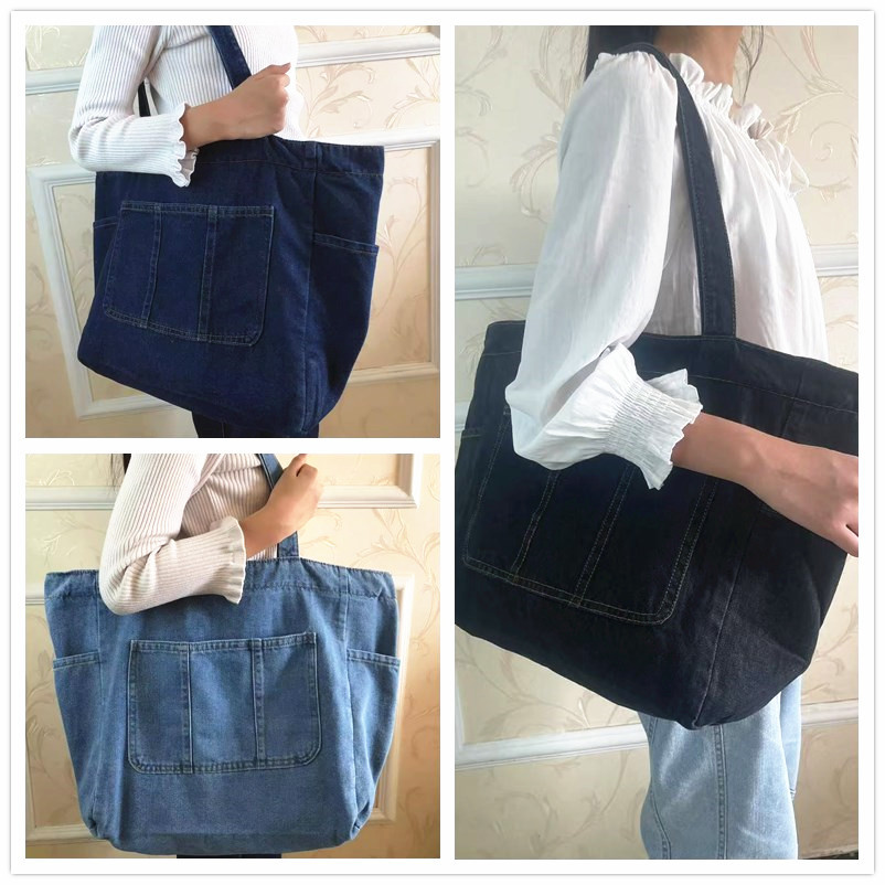 マザーズバッグ トートデニム素材の大容量ポケット付き トート