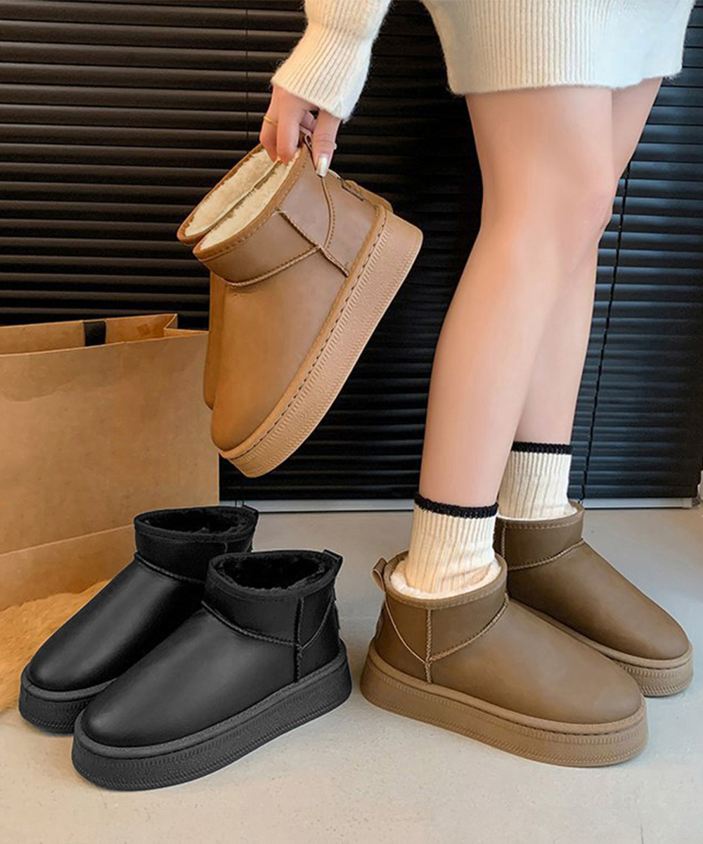 裏ボア付きムートン調モカシン風ショートブーツ ブーツ|モカシン専門