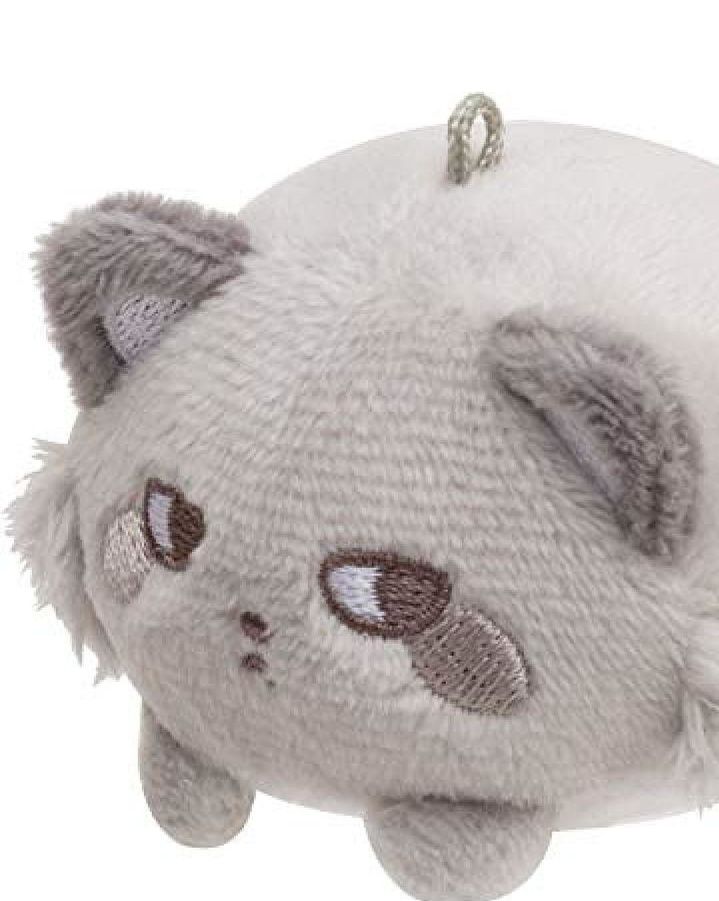 猫ぬいぐるみ グレー もふもふ丸猫 ぷにぷにキーホルダー グレー|猫