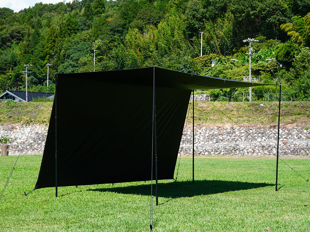 ポリエステル スクエアタープ 4m×4m ブラックコーティング 遮光率90