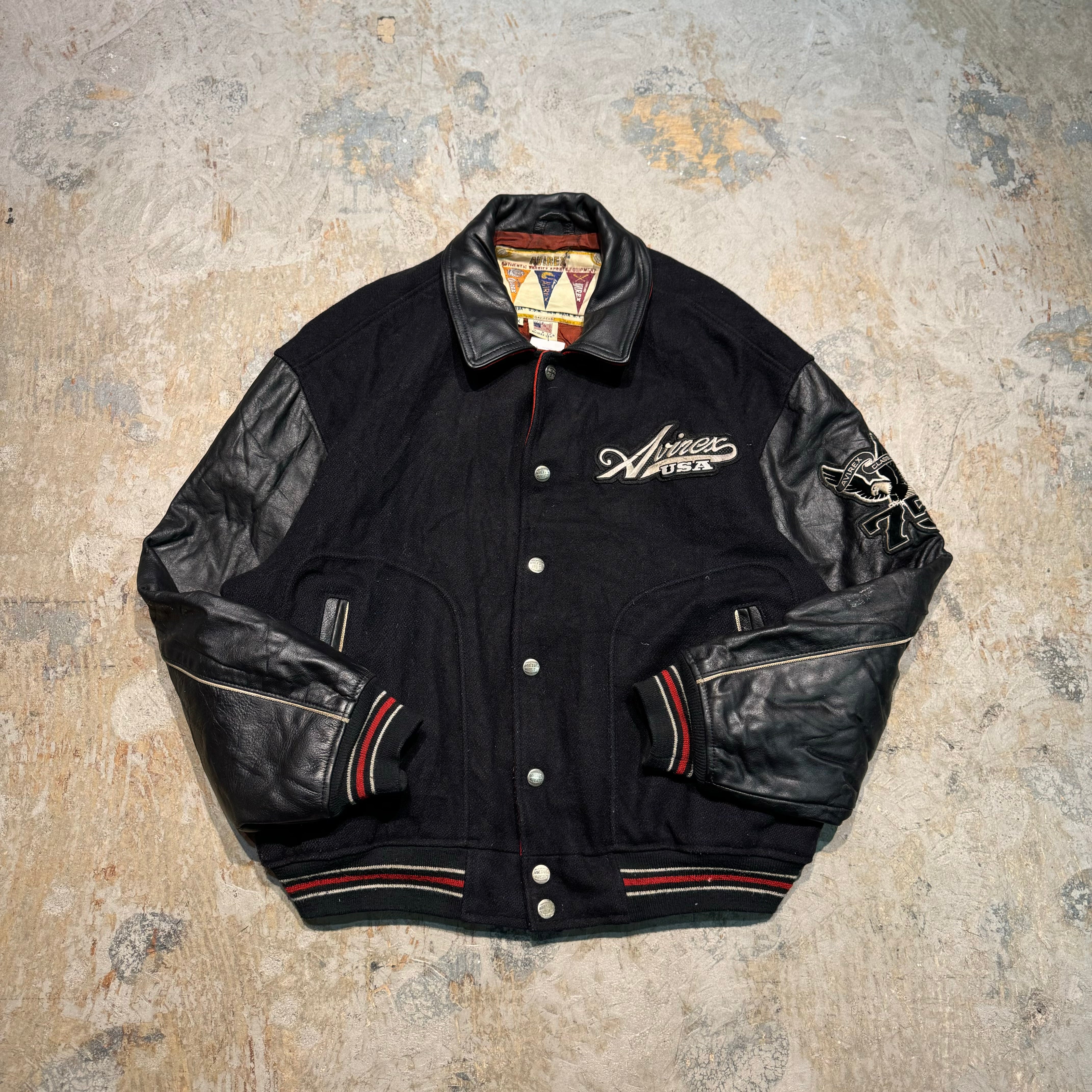 古着 USA製/AVIREX/アヴィレックス/スタジャン/袖レザー/サイズ2X – MUJIN