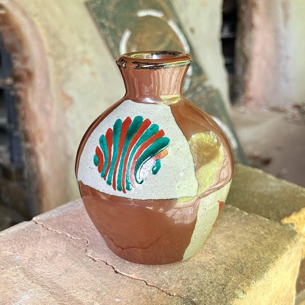 益子焼 濱田友緒作 柿釉赤絵花瓶 | 栃木県 伝統工芸品 美術品 1点限定