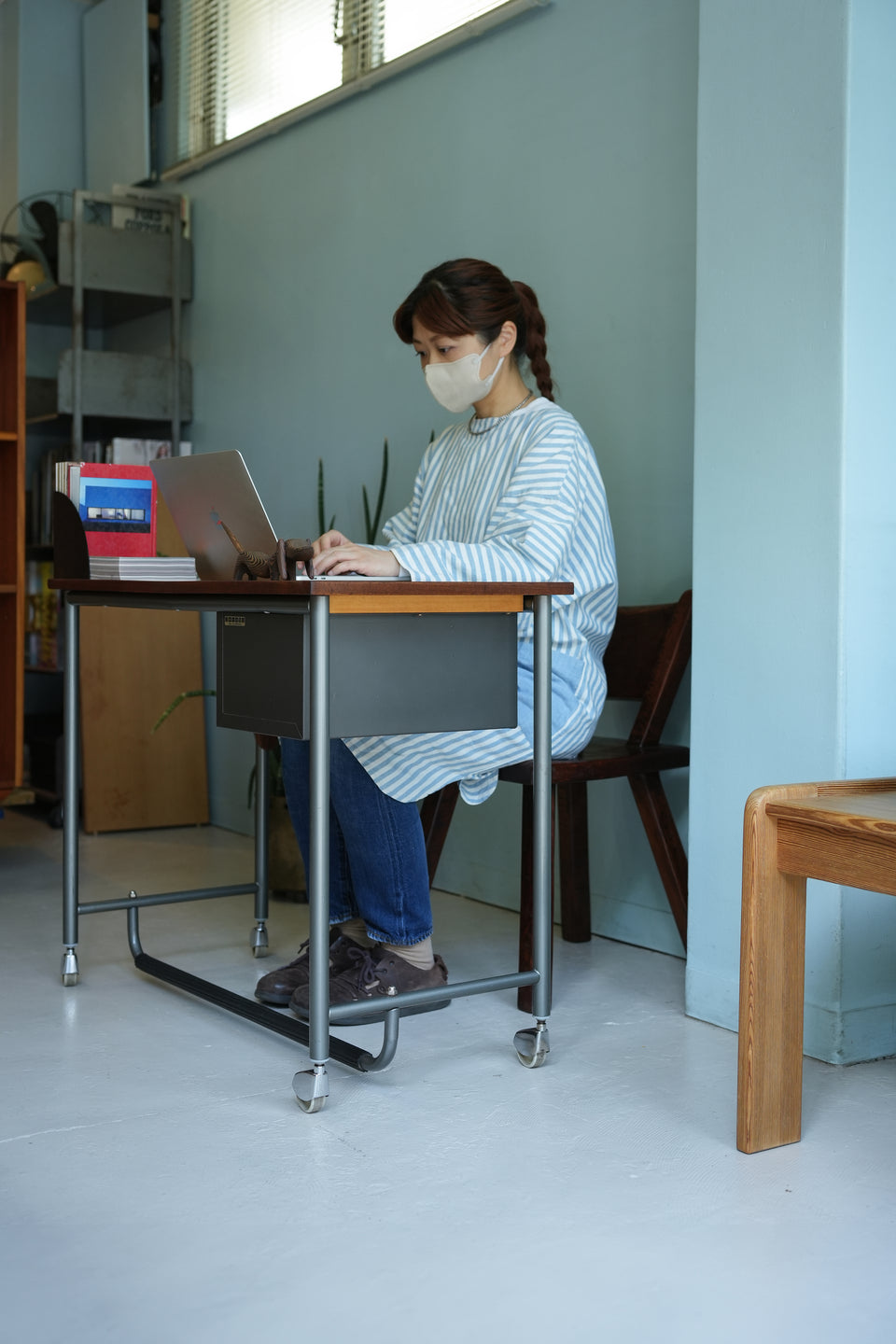 デンマークヴィンテージ スモールデスク キャスター付 北欧家具/Danish