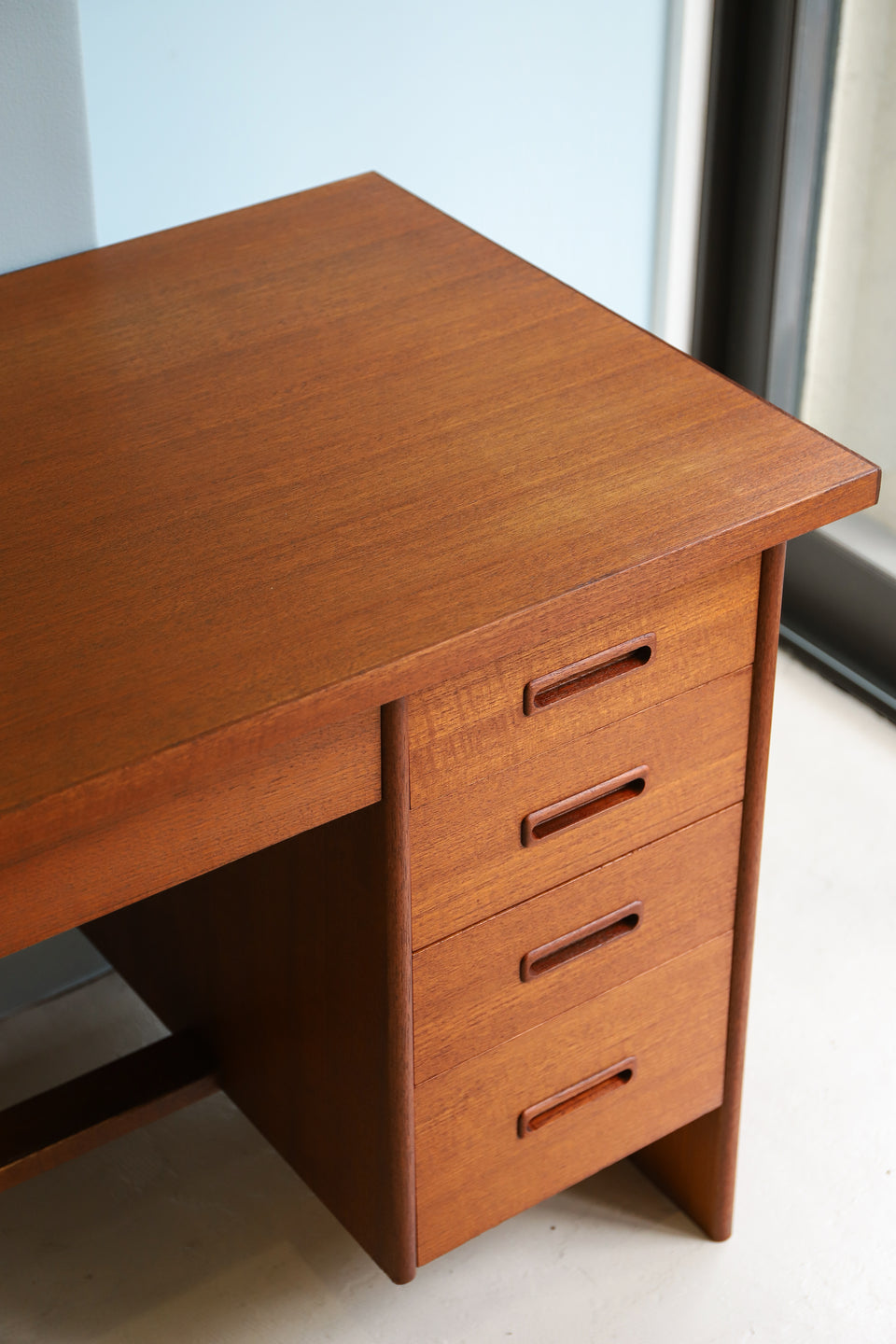 ジャパンヴィンテージ 片袖デスク チーク材 机 北欧スタイル/Japanese