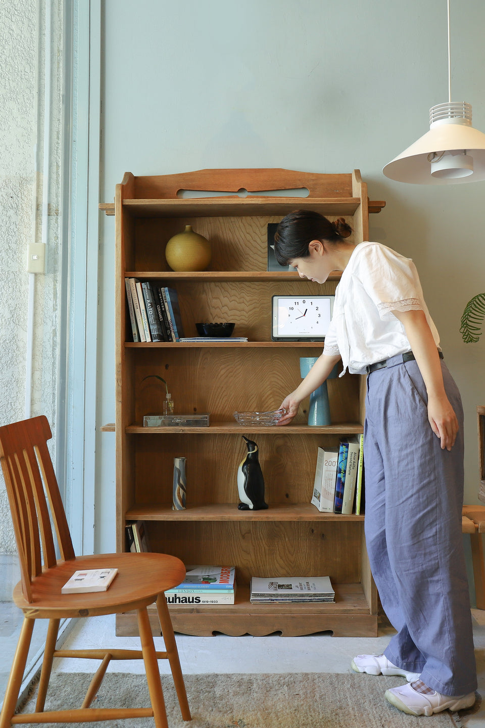 ジャパンヴィンテージ 楔本棚 昭和レトロ/Japanese Vintage Book Shelf