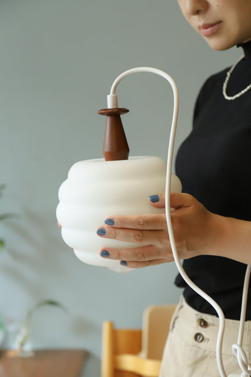 デンマークヴィンテージ ペンダントライト ガラス チーク材/Danish