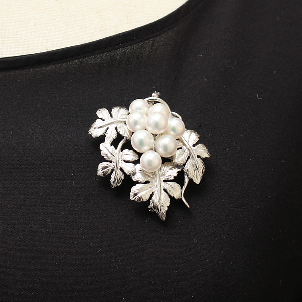 パールブローチ 植物モチーフ 本真珠 7mm シルバー製 b-mp120a7h