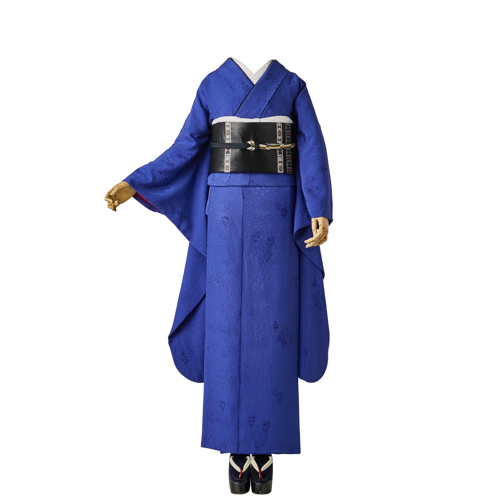 色無地 狢菊 地紋 紺色 躾糸付き 丸に片喰 シンプル 礼装 I1