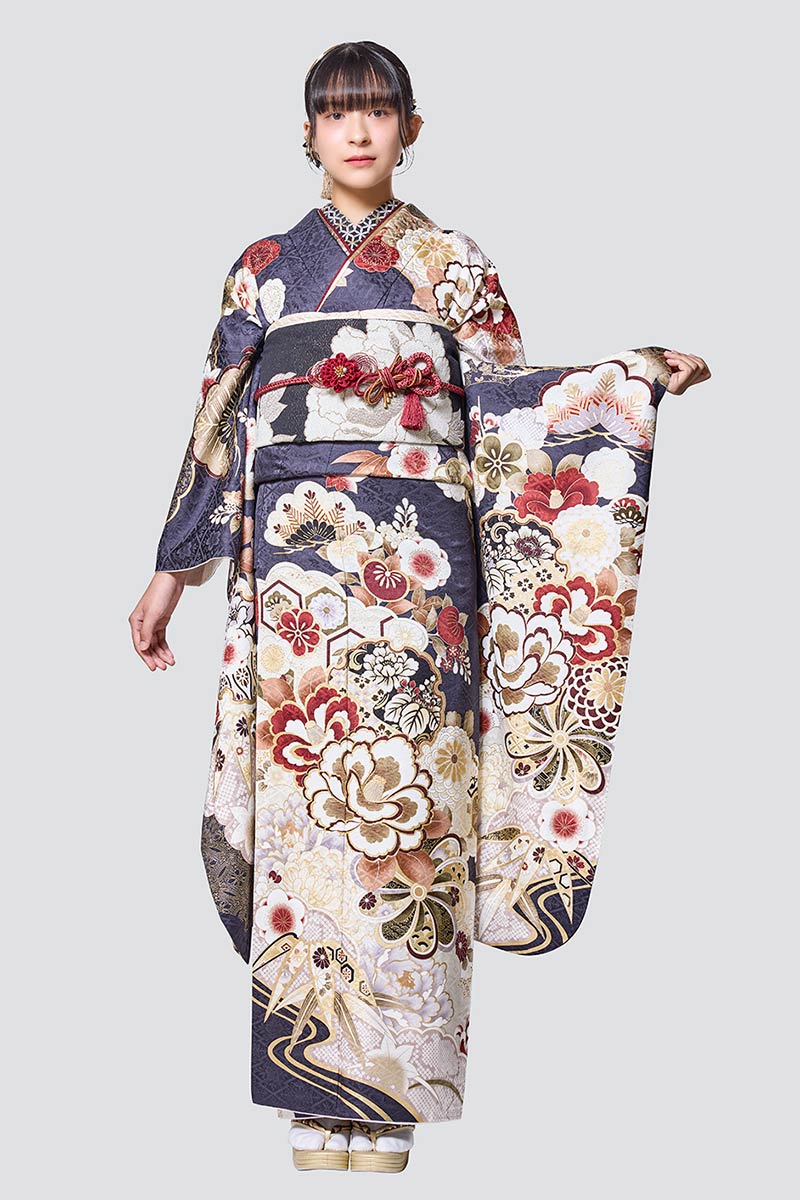 MK-1714】深紺×金に華やぎを重ねるモダン古典 | MK振袖スタイル | 振袖