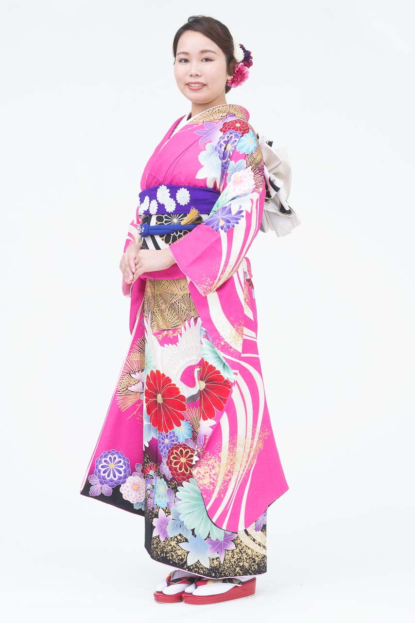 濃いピンク地鶴花大柄 - 振袖コレクション｜はたちの集い（成人式