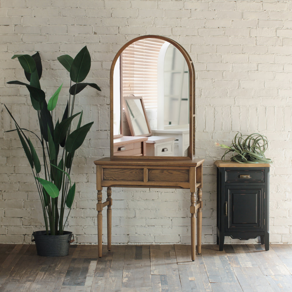 ヘアサロン 美容室 ドレッサー ウッド アンティーク アーチ 両面｜美容