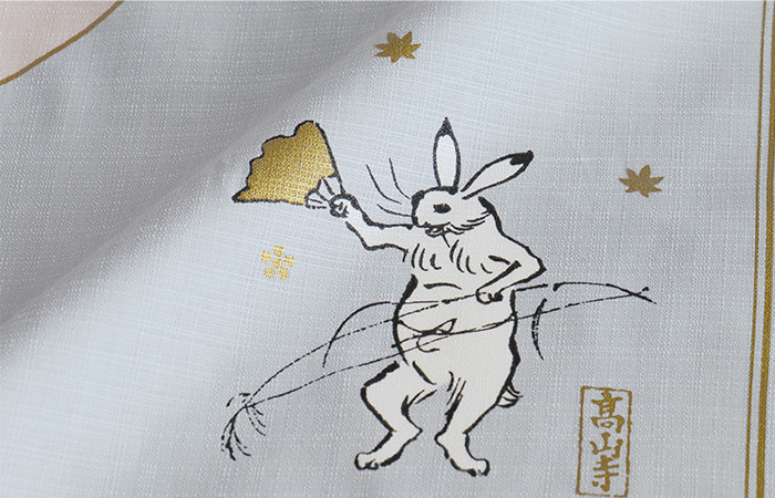 鳥獣人物戯画 ガーゼタオルハンカチ 相撲 ブルー | ふろしき むす美