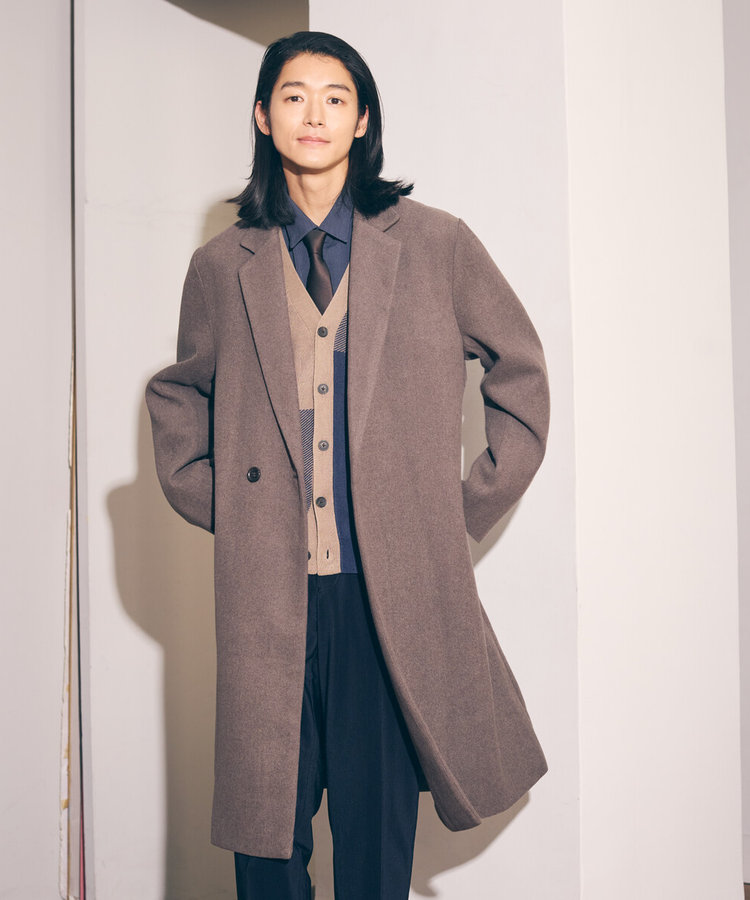 ウールブレンド メルトン セミダブル チェスターコート（47-20WM01-205
